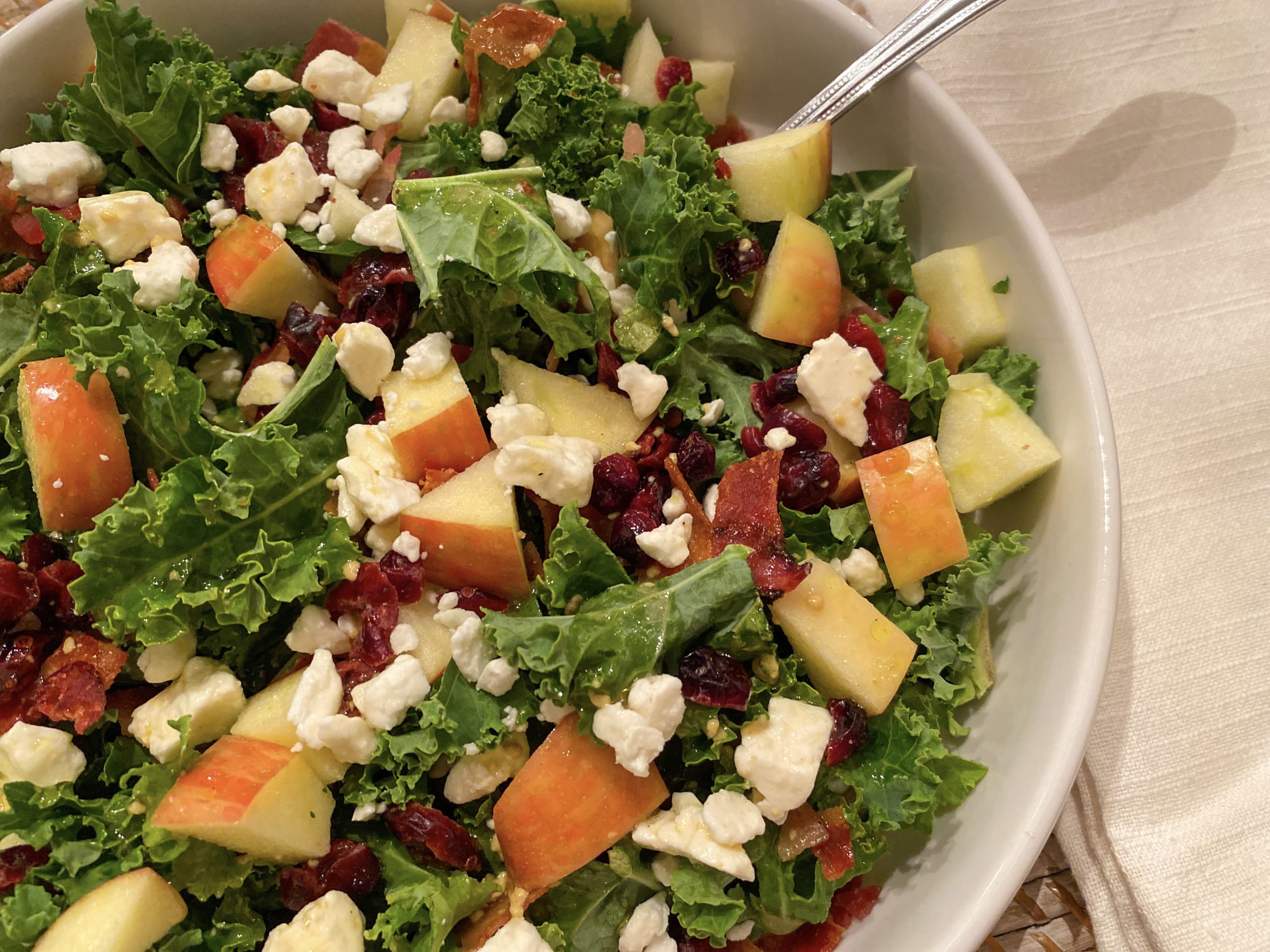 Apple Cranberry Bacon Kale Salad Wholesome Nutrition 2497