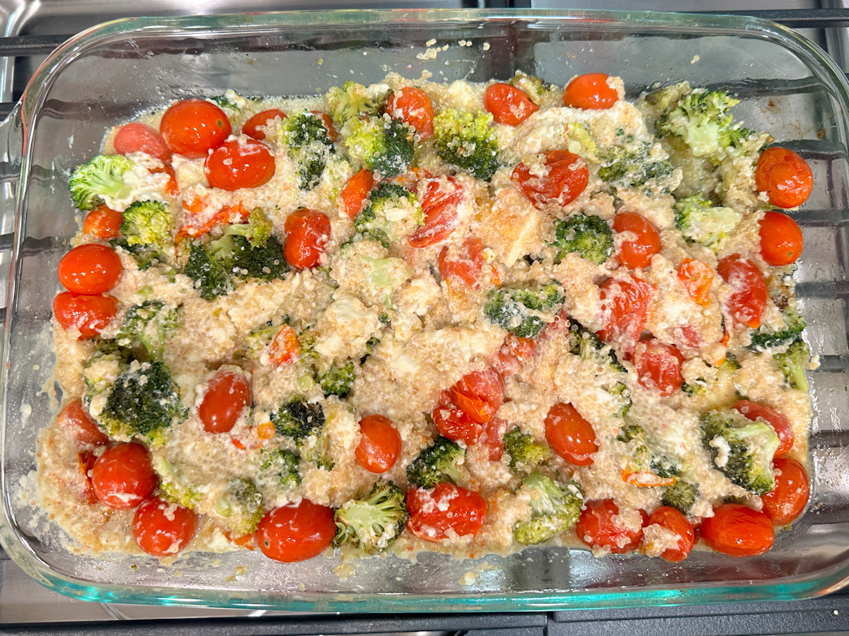 chicken feta quinoa & veggie bake