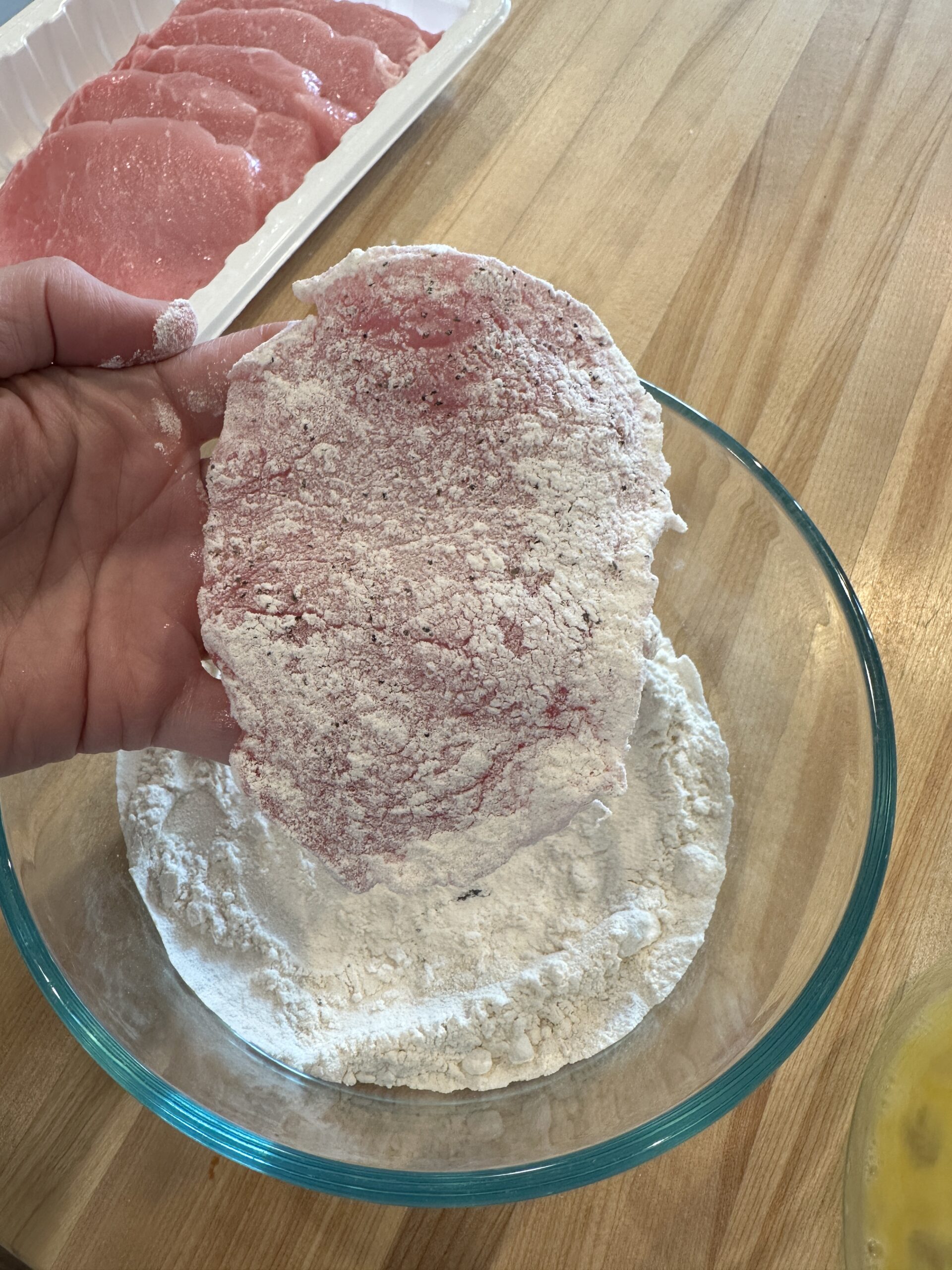 floured pork chop.